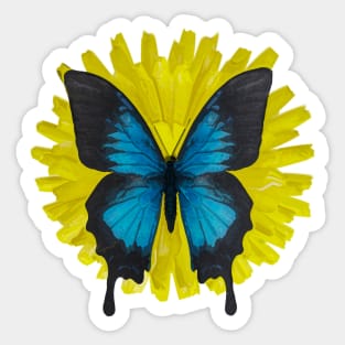 Dandelion Flower Blue Butterfly Sticker